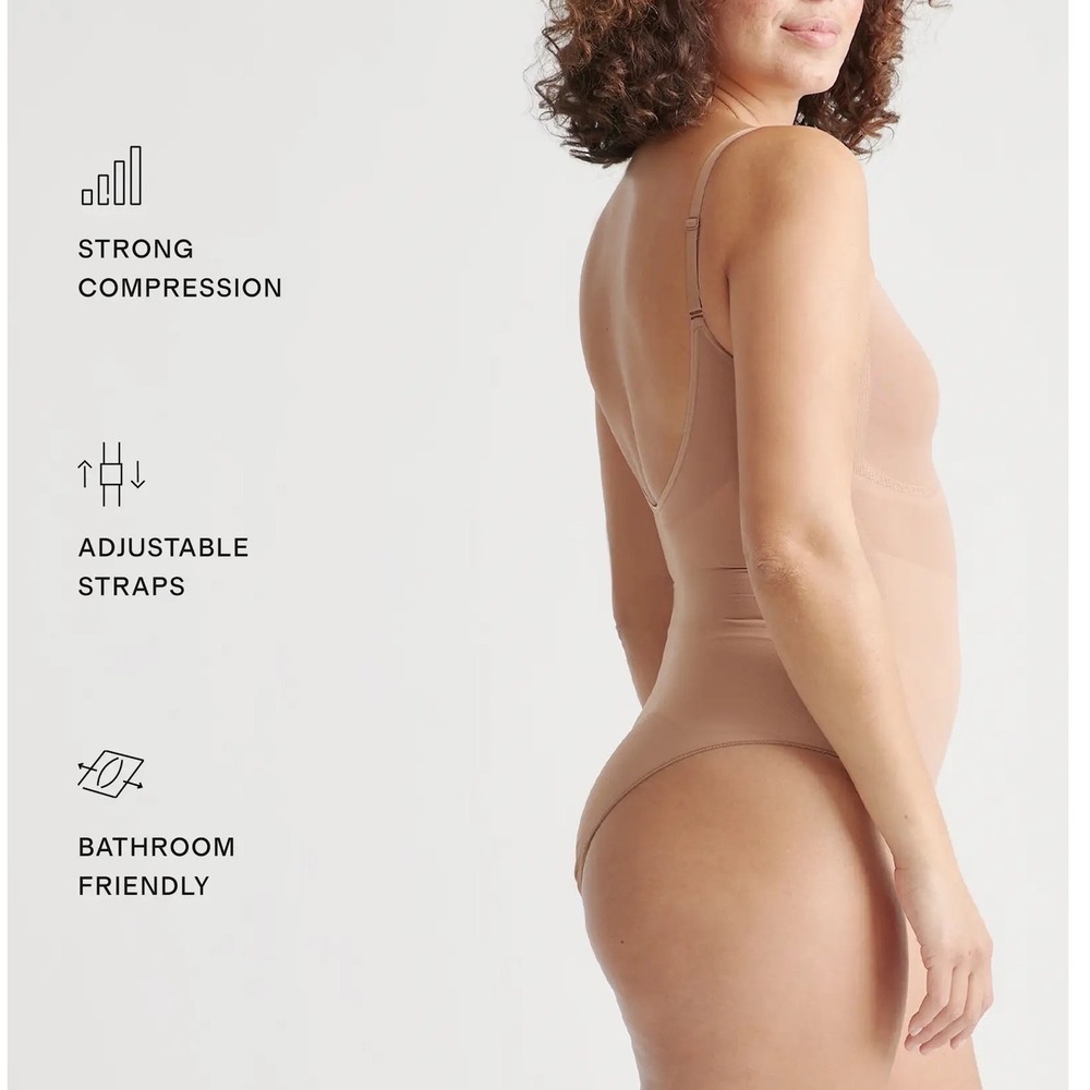 Quince Strong Compression Sculpting‎ Bodysuit Tan Shapewear Small NWT
